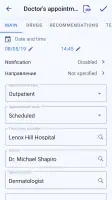 Medical records screenshot