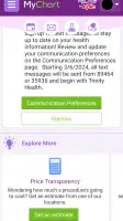 Trinity Health MyChart screenshot